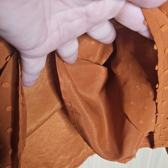 J. Crew Rust Orange Swiss Dot Long Sleeve Blouse Large - Picture 4 of 7